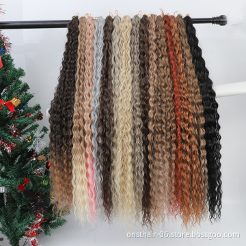 onst Hot New 30" Deep Wave Crochet Hair Bohemia Crochet Hair Synthetic Braiding Hair No Weft Curly Colored Long Soft Natural Wav